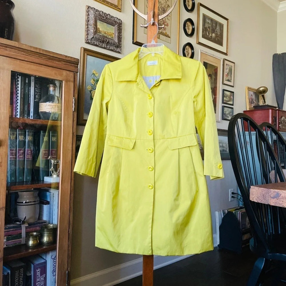 Pinko Italian Spring jacket 3/4 sleeve lime green/yellow SZ 8 - Picture 2 of 8